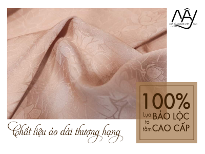 vải lụa bảo lộc dệt sen beige